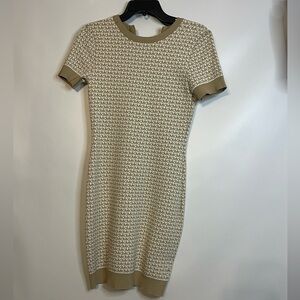 Michael Kors tan and white shorts sleeve dress